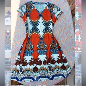 2XL Geometric Summer Boho Mini Dress